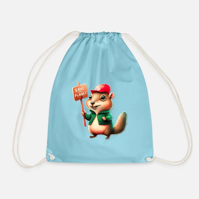 Squirrel 1 - Drawstring Bag - aqua