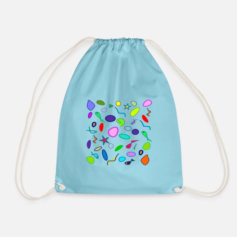 Ocean Pop Art Abstract - Drawstring Bag - aqua