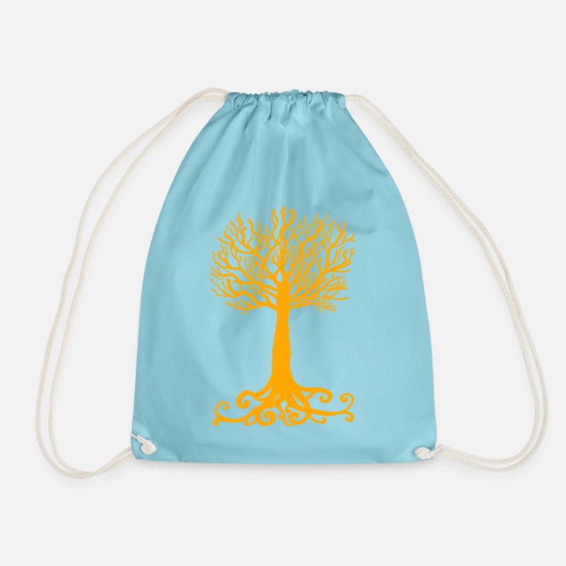 yellow tree - Drawstring Bag - aqua
