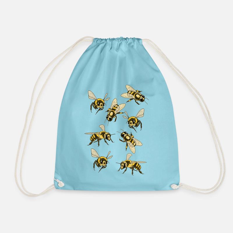bees - Drawstring Bag - aqua