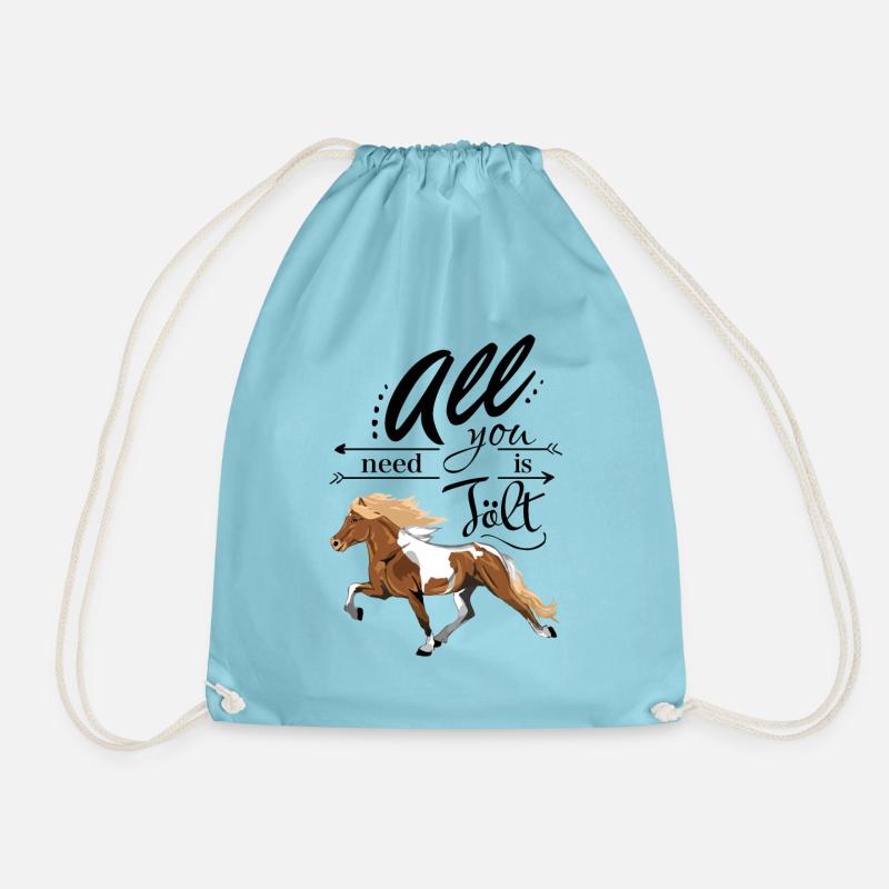 Schecke Fuchs Isländer: All you need is Tölt - Turnbeutel - Aqua