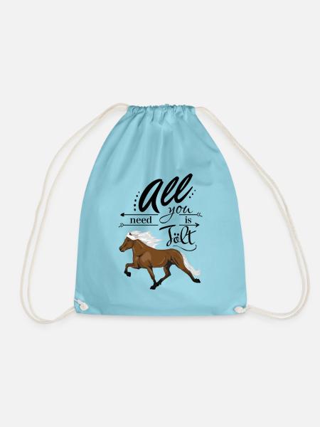 Braun Windfarben Isländer: All you need is Tölt - Turnbeutel - Aqua
