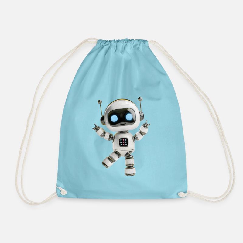 Robot Party - Drawstring Bag - aqua