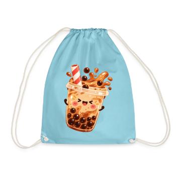 Kawaii Bubble Tea Becher - Turnbeutel - Aqua - Vorne