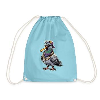 Hip Hop Pommes Taube - Turnbeutel - Aqua - Vorne