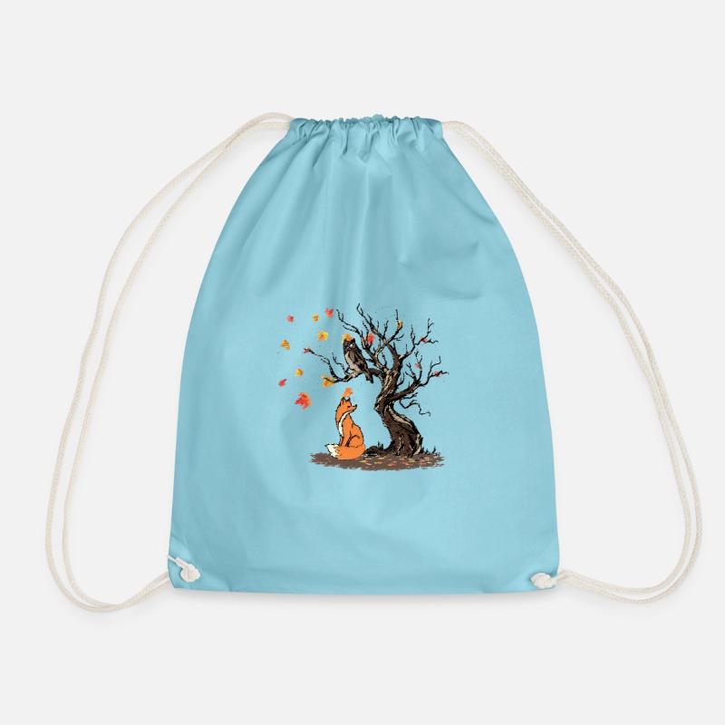 Fuchs und Eule auf dem Baum - Turnbeutel - Aqua