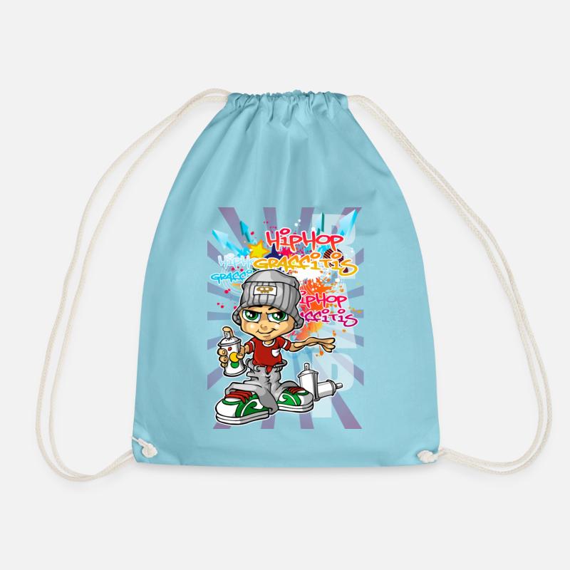Graffiti boy with spray paint - Drawstring Bag - aqua
