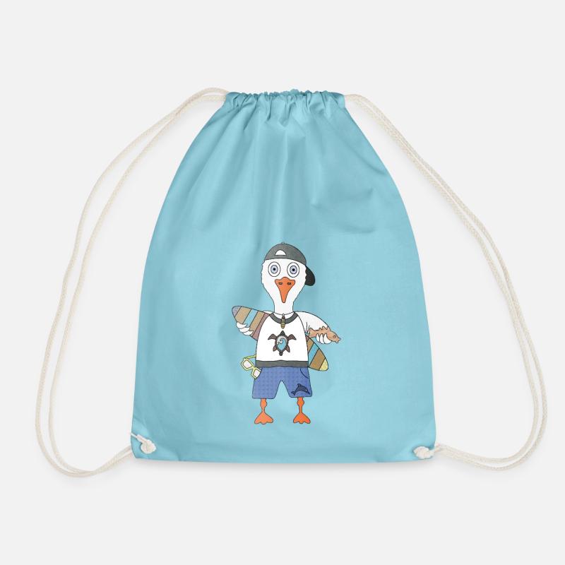 The seagull that prefers to surf rather than fly - Drawstring Bag - aqua