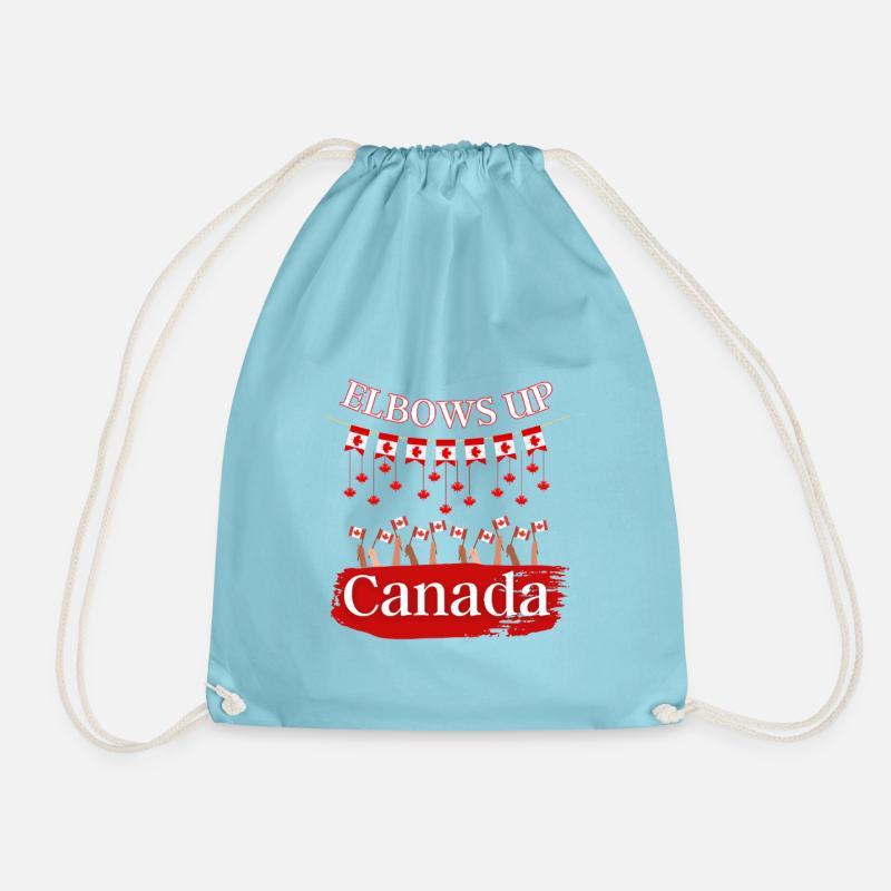 Elbows Up Canada Protest T-shirt - Drawstring Bag - aqua