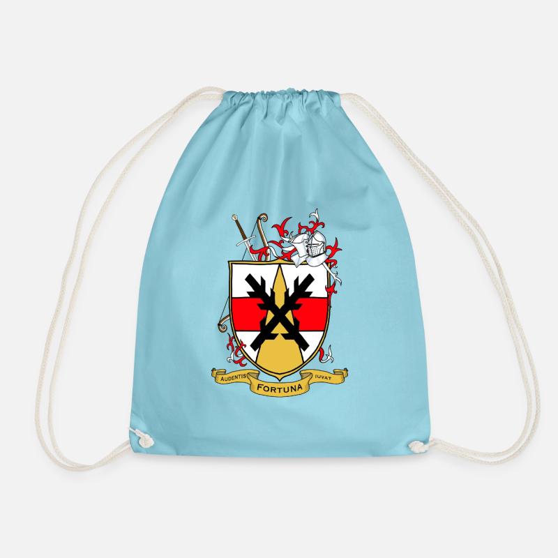 Fortuna Coat of Arms Shield with Helmet - Drawstring Bag - aqua