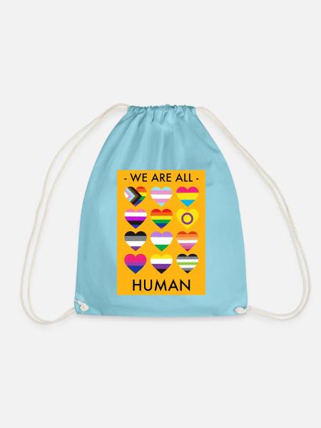 LGBTQIA+ / WE ARE ALL HUMAN - Turnbeutel - Aqua