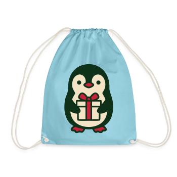 Pinguin Geschenk Clipart - Turnbeutel - Aqua - Vorne