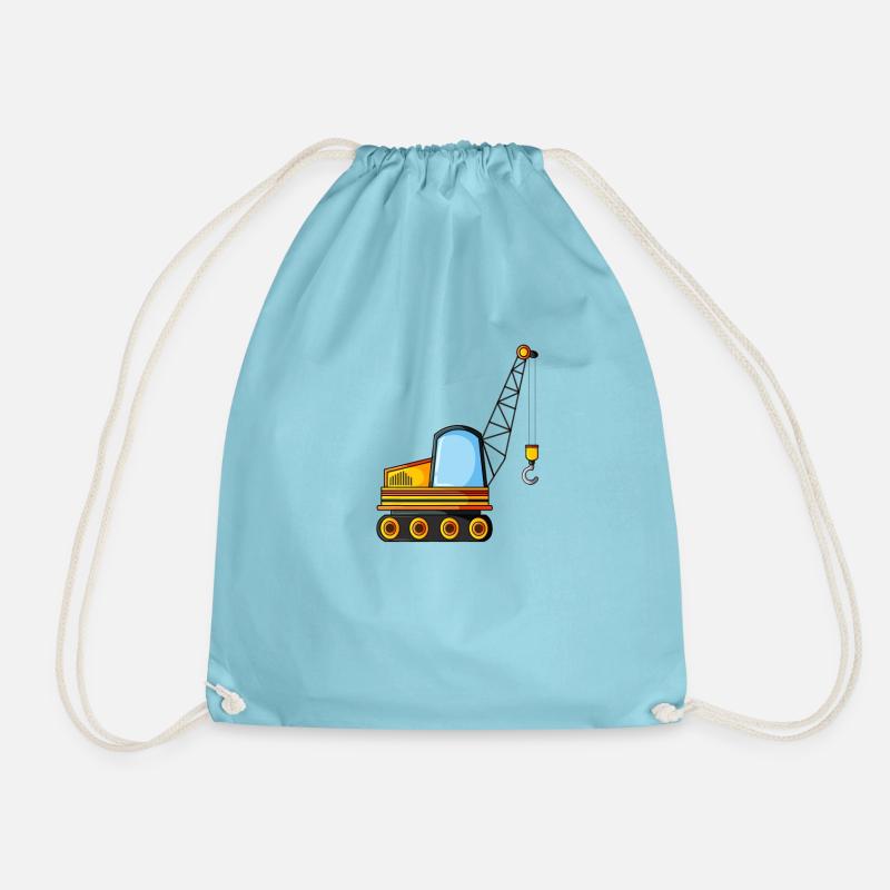 Construction site vehicle crane - Drawstring Bag - aqua
