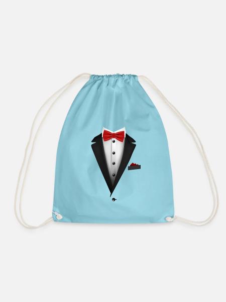 Smoking mit roter Fliege für Hochzeiten und besondere - Turnbeutel - Aqua