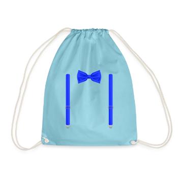 Lustige blaue Fliege mit Hosenträgern Perfekt - Turnbeutel - Aqua - Vorne