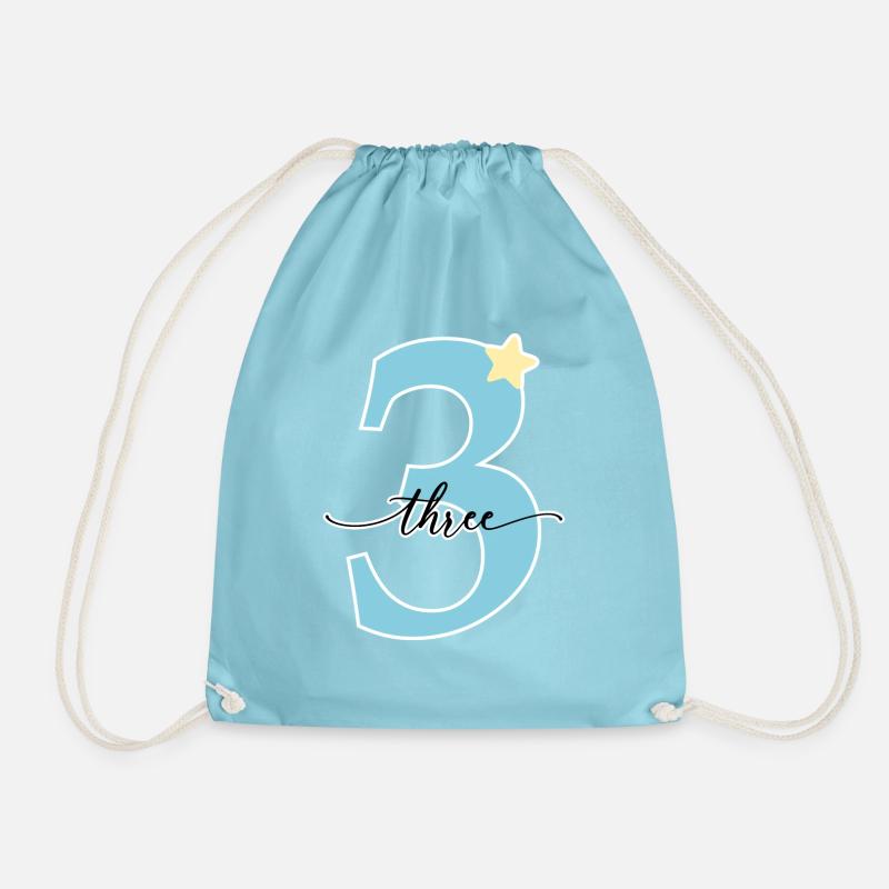 3rd birthday three years - Drawstring Bag - aqua