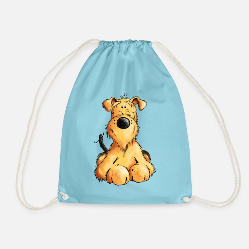 Pfiffiger Airedale Terrier - Welsh Terrier - Hund - Turnbeutel - Aqua