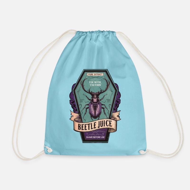 Retro Label Shirt 3rd / Lucanus formosus - Drawstring Bag - aqua