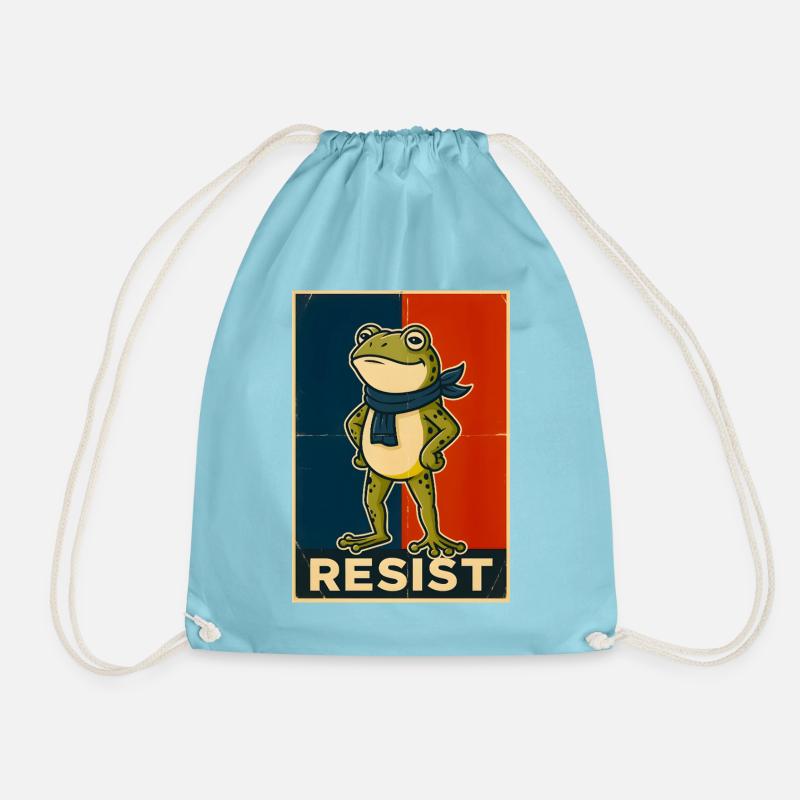 Portland Frog Protest Resist - Drawstring Bag - aqua