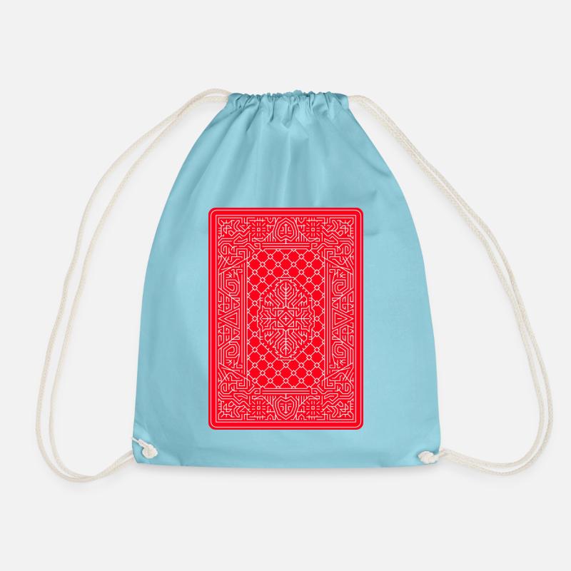 Geometric Playing Card Vector Art Red - Drawstring Bag - aqua