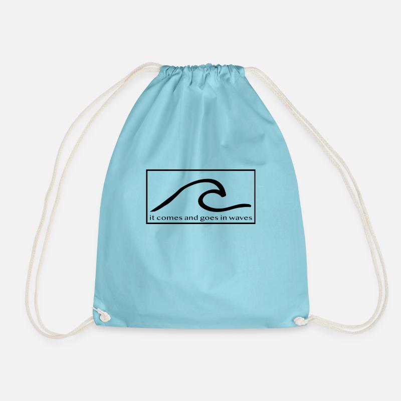 it comes and goes in waves - Drawstring Bag - aqua