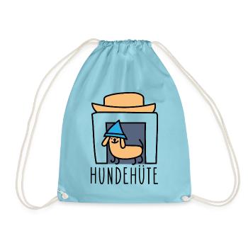 Lustige Hunde Hütte mit Hut - Turnbeutel - Aqua - Vorne