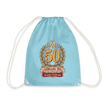 Jahrgang 1976 50 Jahre Erfahrung - Turnbeutel - Aqua - Vorne