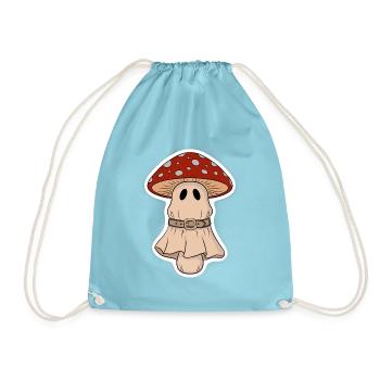 Kleiner Halloween Pilz mit rotem Hut - Turnbeutel - Aqua - Vorne