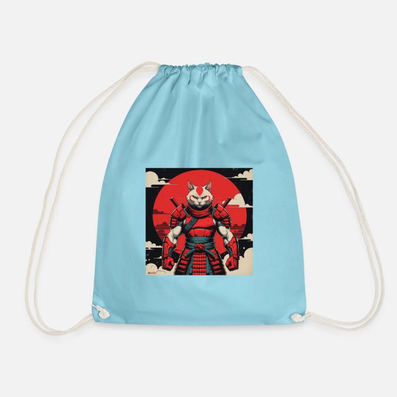 Samurai-Katzenkrieger - Turnbeutel - Aqua
