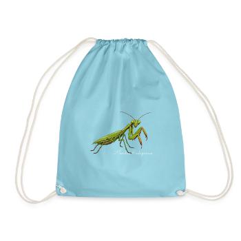 Gottesanbeterin Fangschrecke Mantis Religiosa - Turnbeutel - Aqua - Vorne