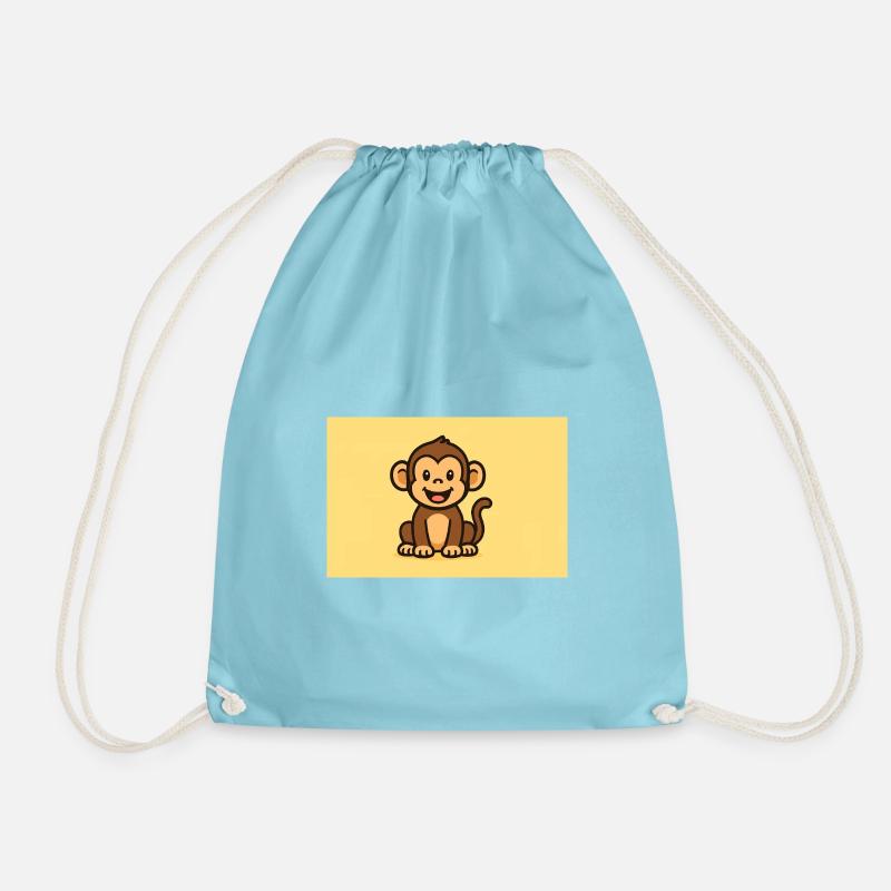 Monkey - Drawstring Bag - aqua