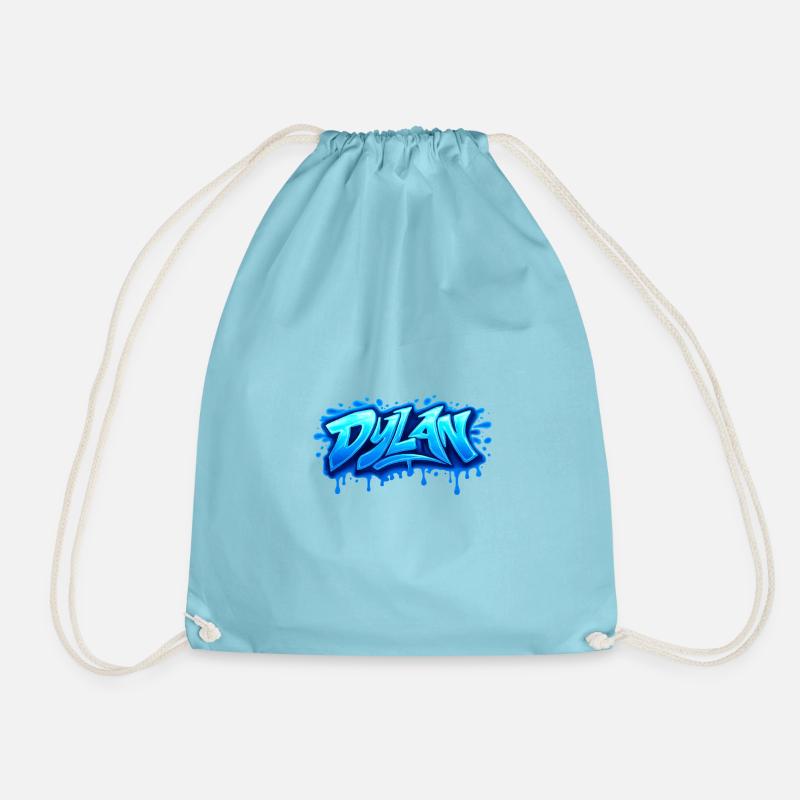 GRAFFITI NAME DYLAN FOR PERFECT GIFT PRINTABLE - Drawstring Bag - aqua