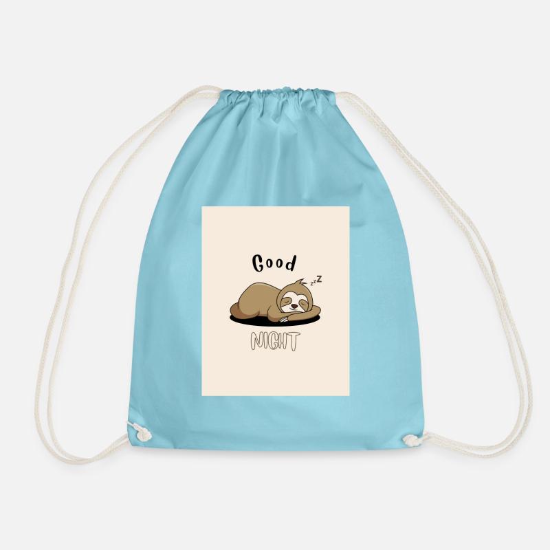 Sleeping Sloth / Good night🦥 - Drawstring Bag - aqua
