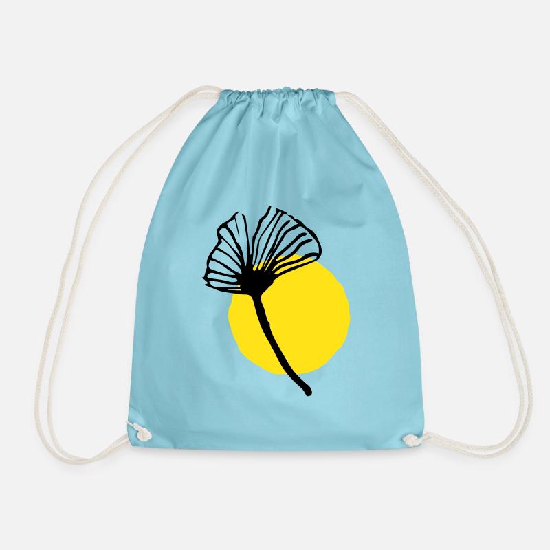 Ginkgo Leaf & Sun - Drawstring Bag - aqua