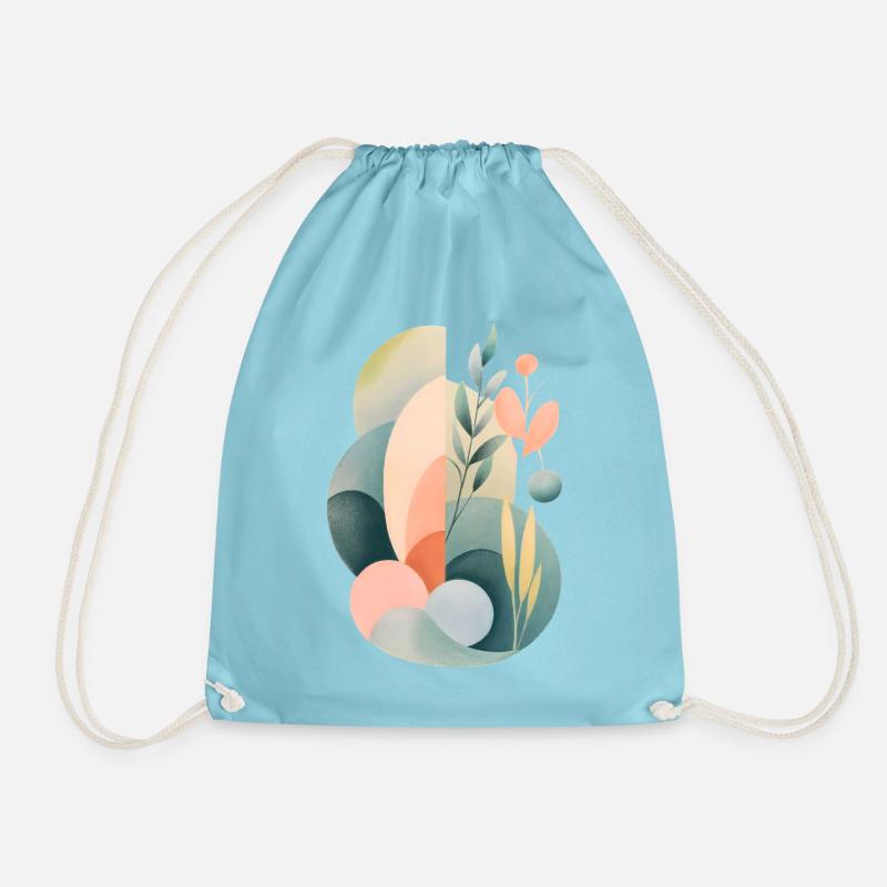 Pastel Abstract Flora Composition - Drawstring Bag - aqua
