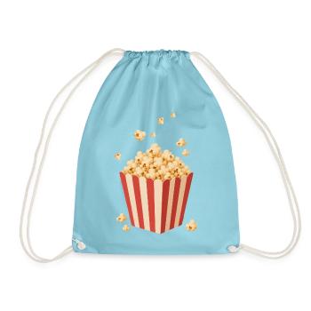 Knuspriges Popcorn Motiv für Kino und Filmabend  - Turnbeutel - Aqua - Vorne