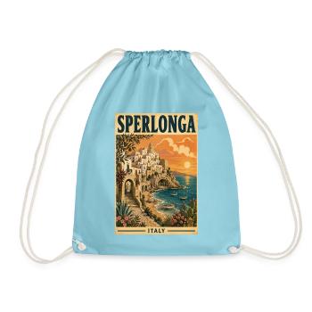Erleben Sie die italienische Strandstadt Sperlonga, Italien - Turnbeutel - Aqua - Vorne