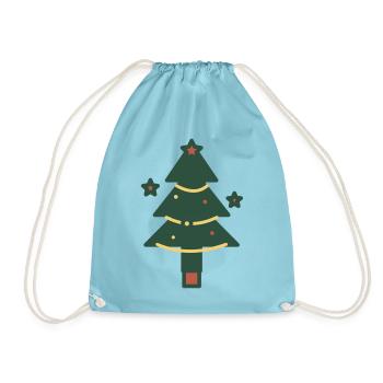 Minimaler Weihnachtsbaum mit Lichtern - Turnbeutel - Aqua - Vorne