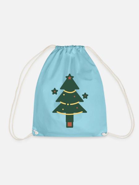 Minimaler Weihnachtsbaum mit Lichtern - Turnbeutel - Aqua