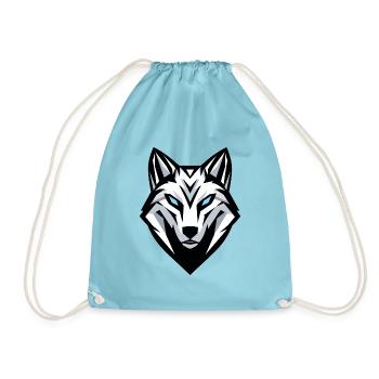 Logo tête de loup, symbole, emblème, tatouage - Sac de sport léger - aqua - Devant