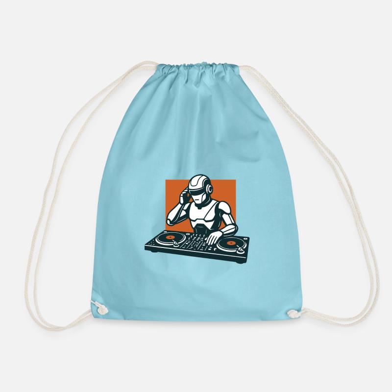 CyberBeats – Android on the Decks - Drawstring Bag - aqua