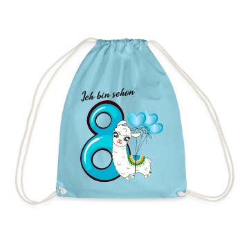Achter Geburtstag Ich bin schon acht Jahre - Turnbeutel - Aqua - Vorne