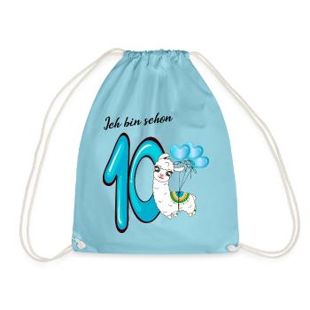 Zehnter Geburtstag Ich bin schon zehn Jahre - Turnbeutel - Aqua - Vorne