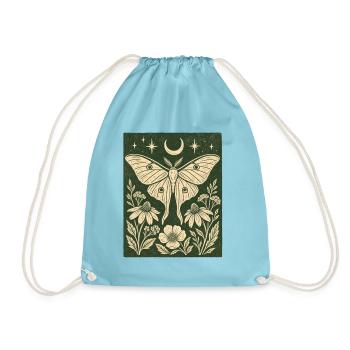 Mystic Butterfly Moon Flowers Vintage Nature - Drawstring Bag - aqua - Front