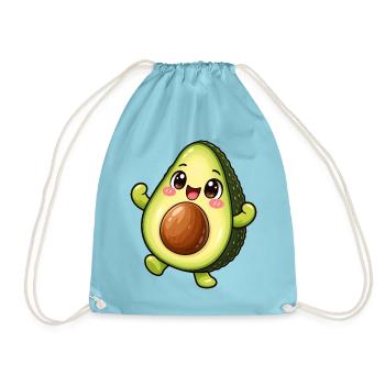 Avocado Kawaii Style – Süßes Fruchtmotiv - Turnbeutel - Aqua - Vorne
