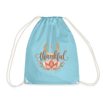 Dankbarkeit Achtsamkeit Lotusblüte Boho - Turnbeutel - Aqua - Vorne