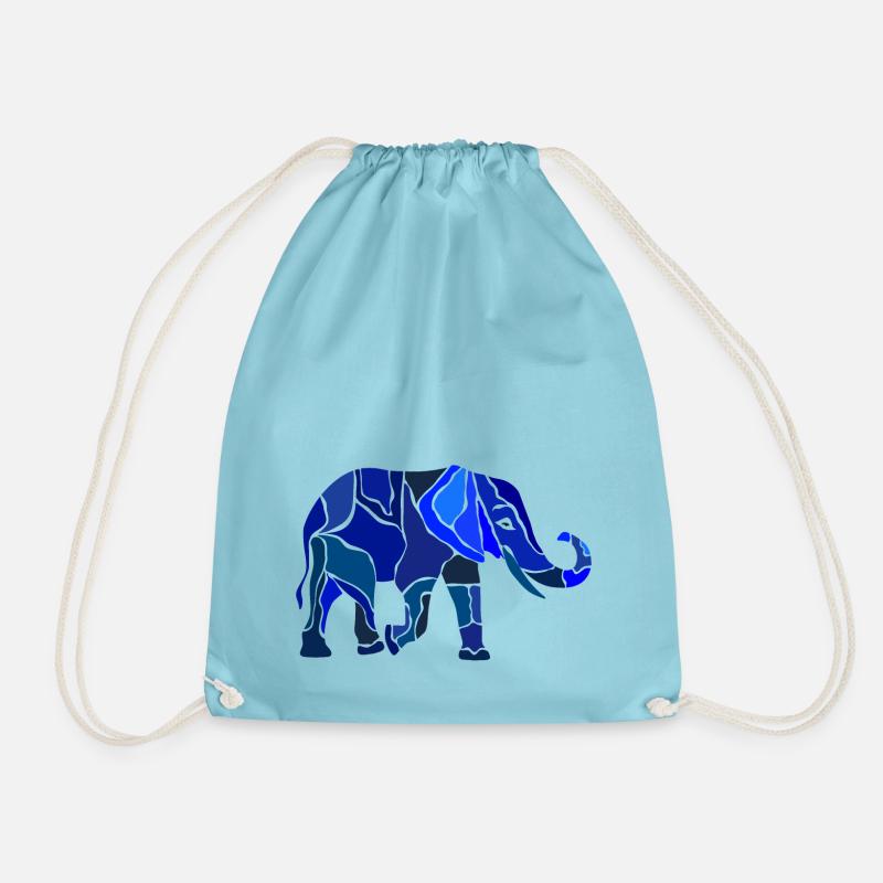 Elephant mosaic - Drawstring Bag - aqua