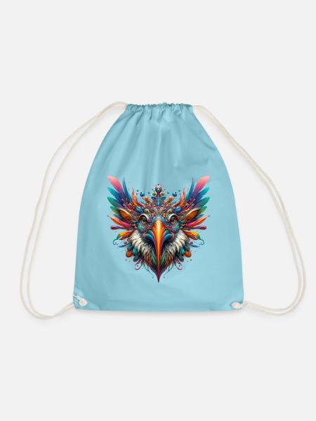 Vogel Spirit Kopf Bunt - Turnbeutel - Aqua