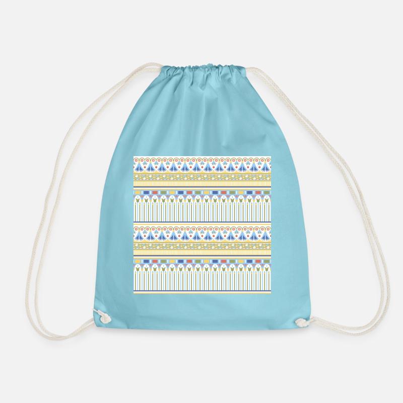 Egyptian Pattern IX - Drawstring Bag - aqua