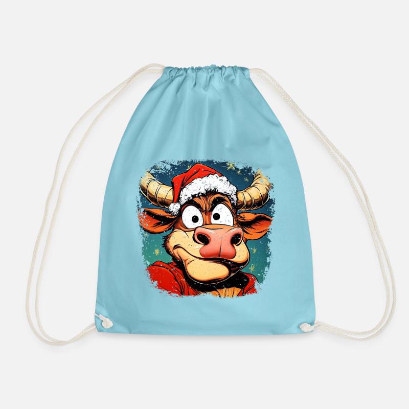 Weihnachtsmann Kuh - Turnbeutel - Aqua